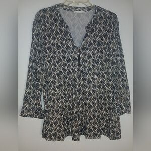 Notations Black and White Chevron Blouse